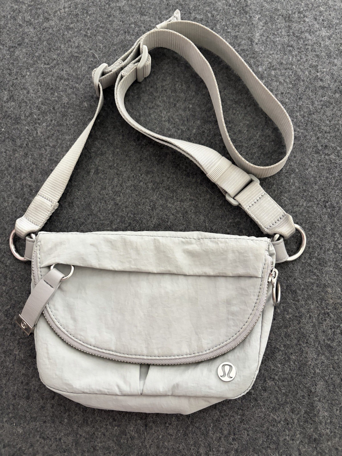 Lululemon All Night Festival Bag Light Gray Crossbody Purse Adjustable
