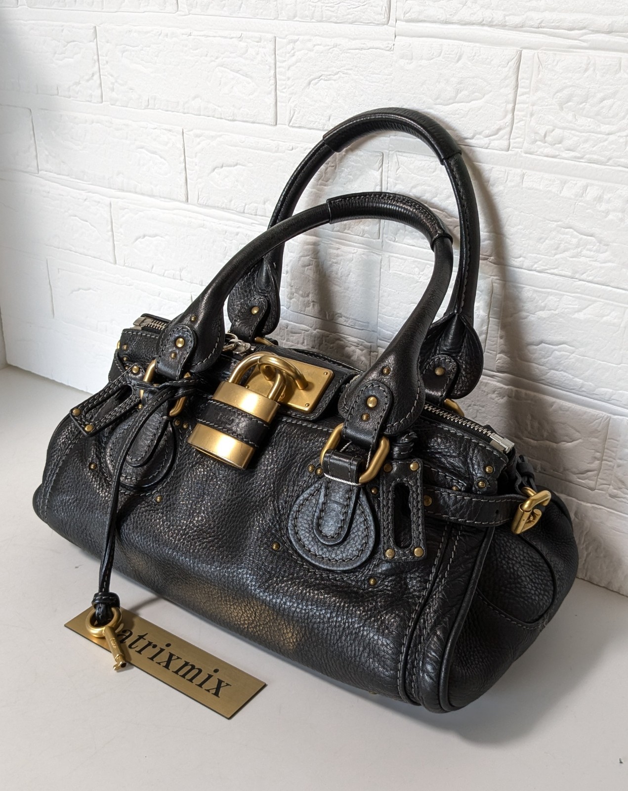 Chloe Paddington Black Leather Satchel Bag w/ Padlock & Key Authentic Vintage✨