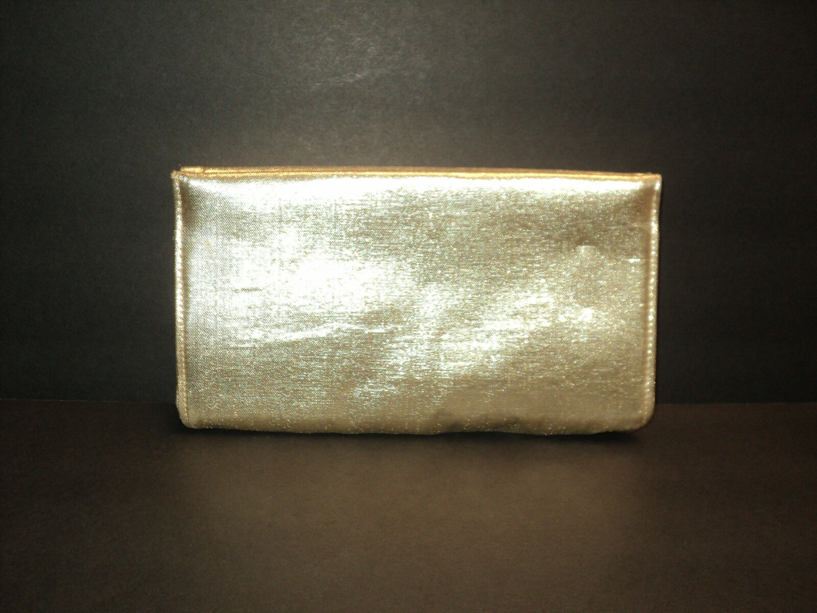 Vintage Gold Metallic Clutch Purse, No Handle 8 3/4″ W x 5 H”