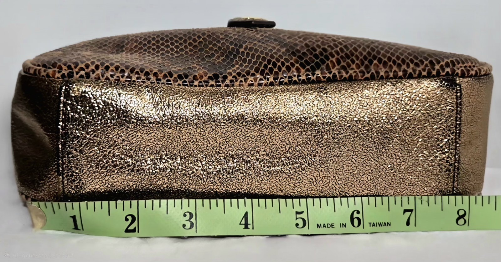 ​G.I.L.I. Bronze Snake Embossed Leather Camera Crossbody Bag Bronze Gold