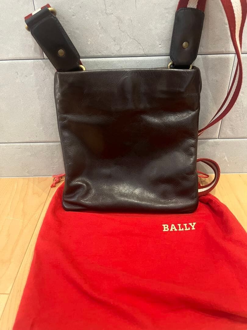 Bally Trainspotting Leather Messenger Bag Crossbody Dark Brown Red Ivory Strap