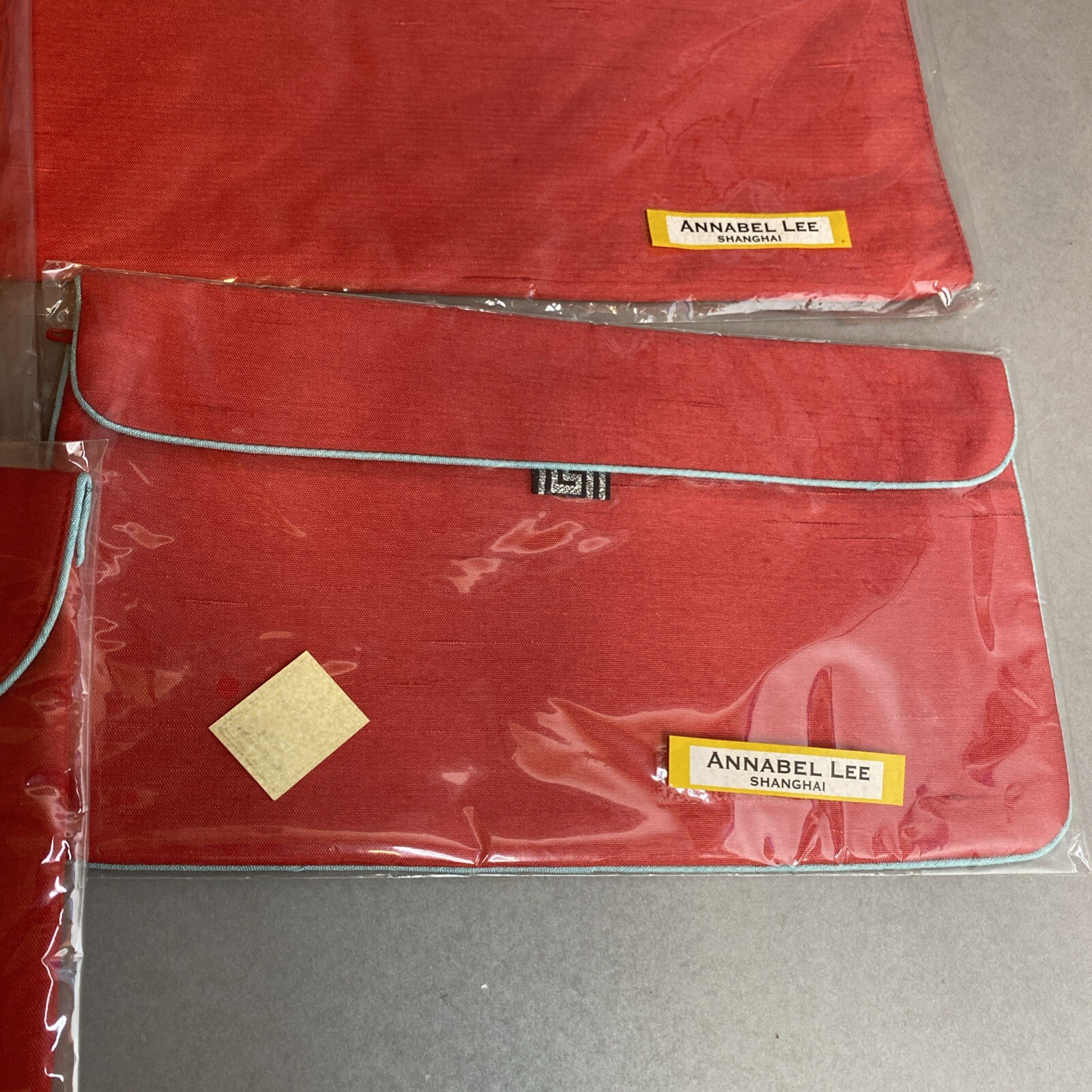 Red 8 Piece Annabel Lee Shanghai Silk Pouches In Original Packaging