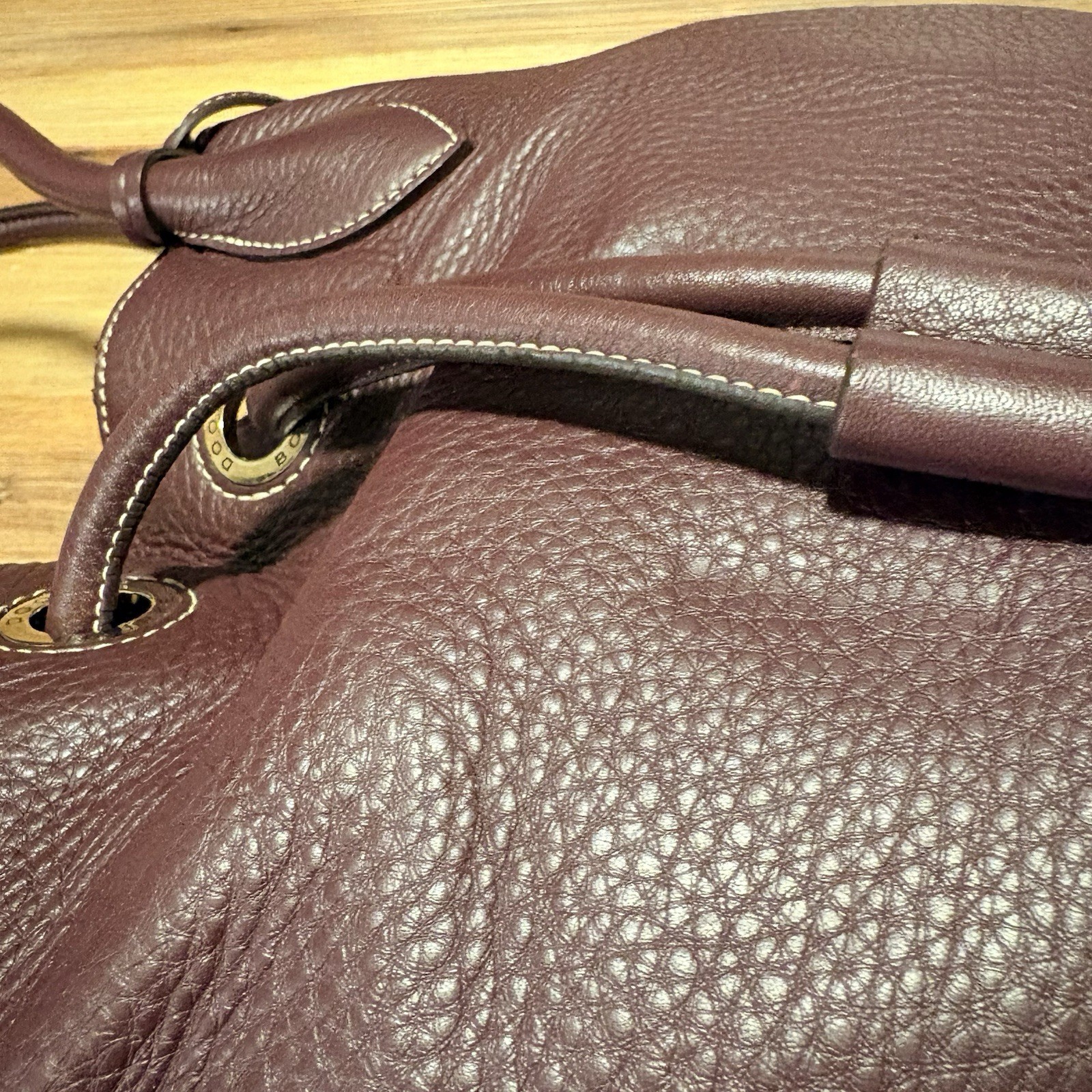 NWT Dooney & Bourke Handle Grommet Drawstring Bag Grape Purple Leather 2P770 GP