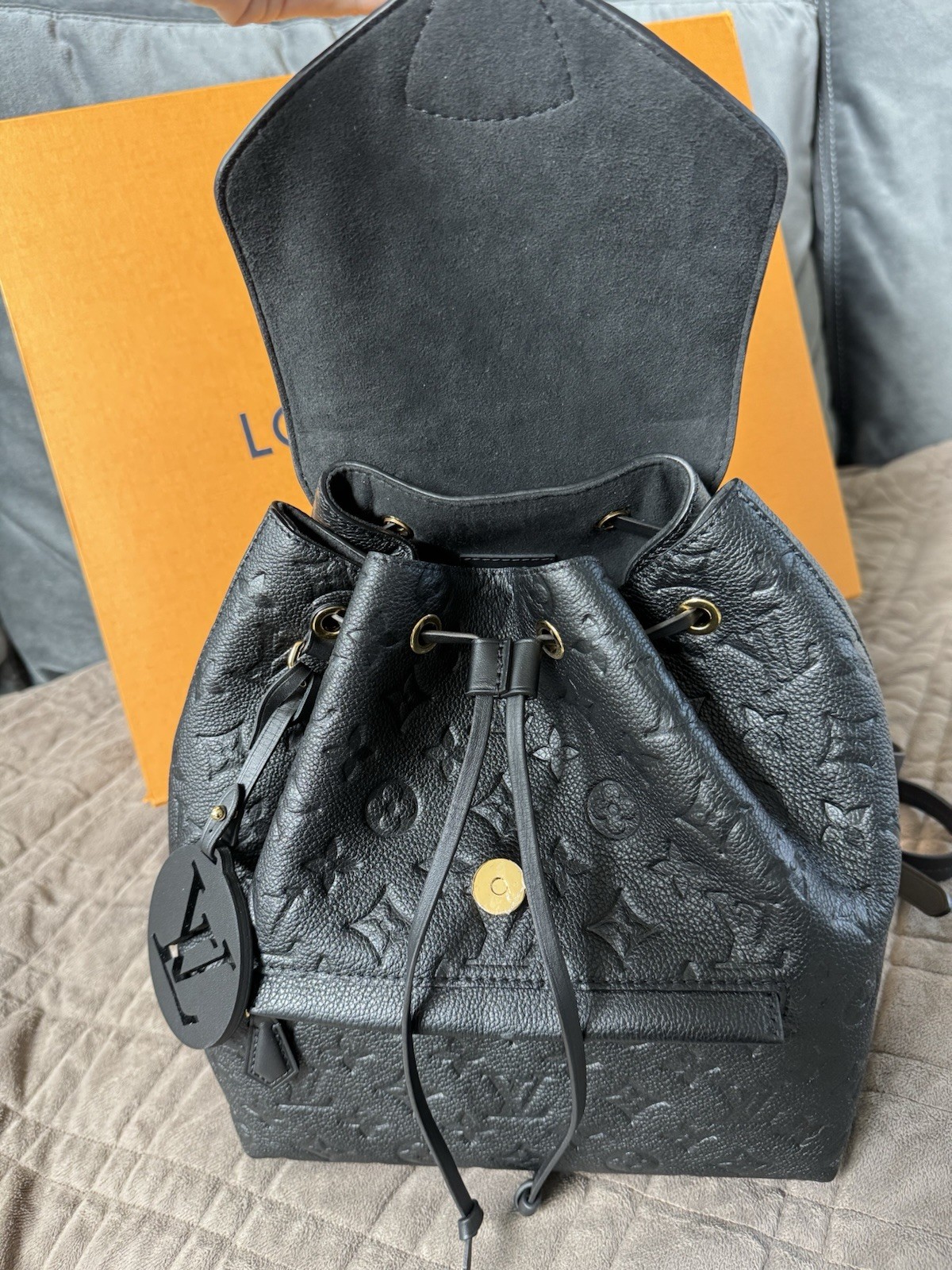 Louis Vuitton Black Montsouris Leather Backpack