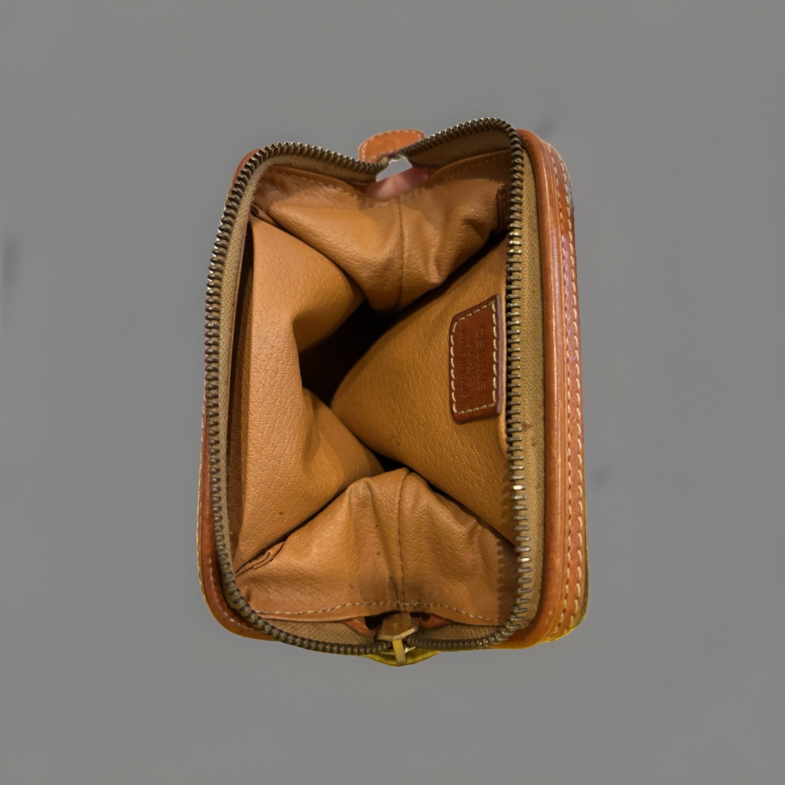 VTG Celine Macadam Monogram PVC Canvas Leather Small Pouch Clutch Crossbody Bag