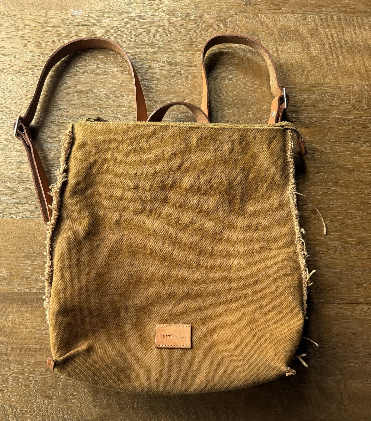 GRAF LANTZ Hana Canvas Backpack Brown Leather Trim