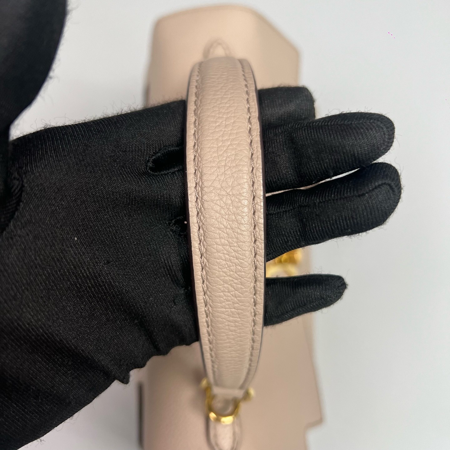 Louis Vuitton Lockme Ever Nude Beige Grained Calfskin Top Handle & Shoulder Bag