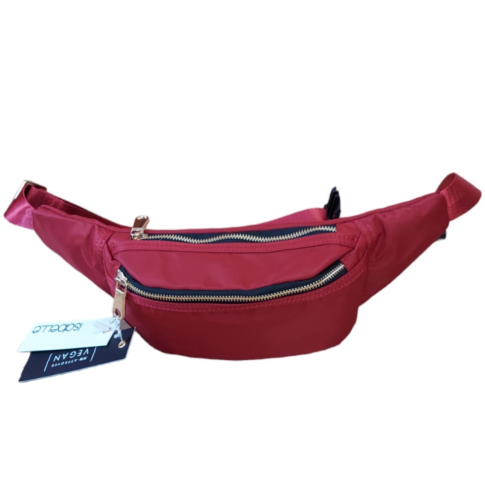 Isabelle Women’s Red Belt Bag Nylon Crossbody Sling Fanny Pack NWT PETA Vegan