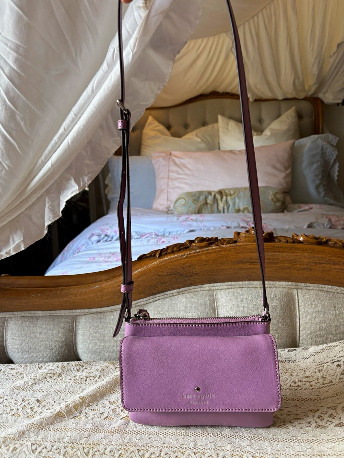 Kate Spade New York Purple Small Crossbody Zip Magnetic Flap Strap Pockets