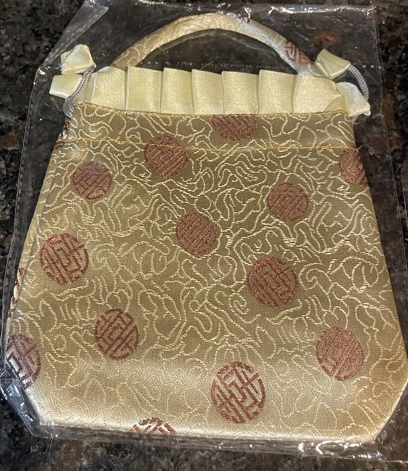 New 5 New Satin Like Lightweight ~ 5 Colors ~ 7″ high Purse/Bag w/Drawstring