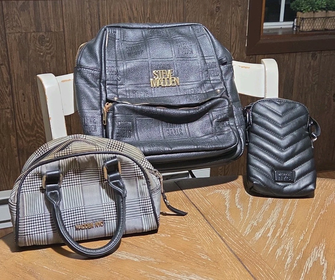 Steve Madden NYC Purse Handbag Tote Crossbody Mixed Styles Lot of 3 Pieces