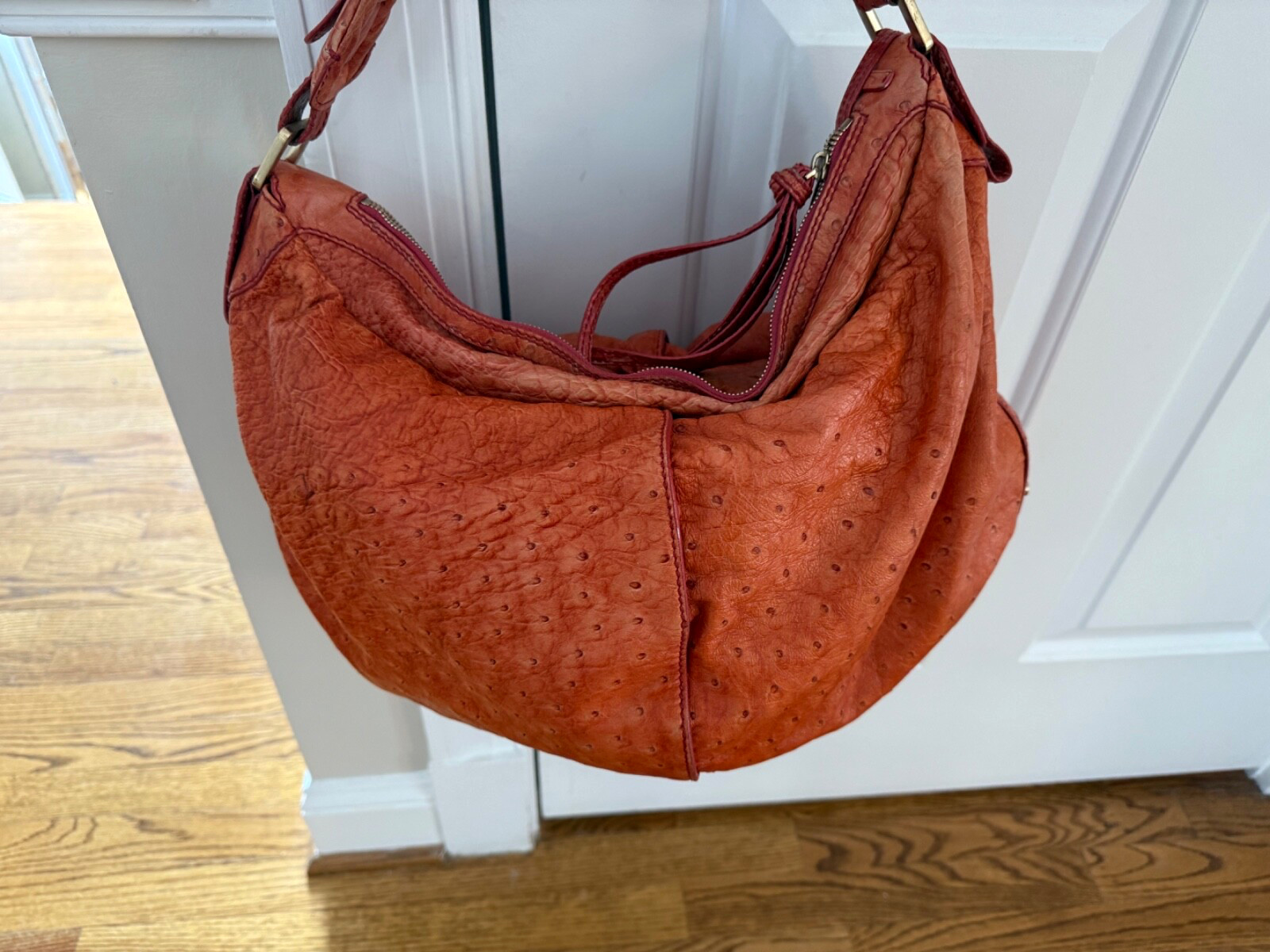 NUTI Orange Genuine Ostrich HOBO bag (Italian)