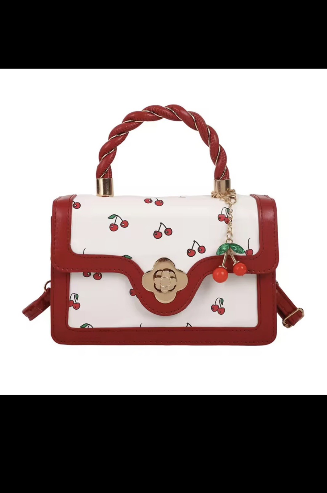 Cherry Mini Satchel Crossbody Women Handbag White With Cut Cherry Bag Charm Y2K