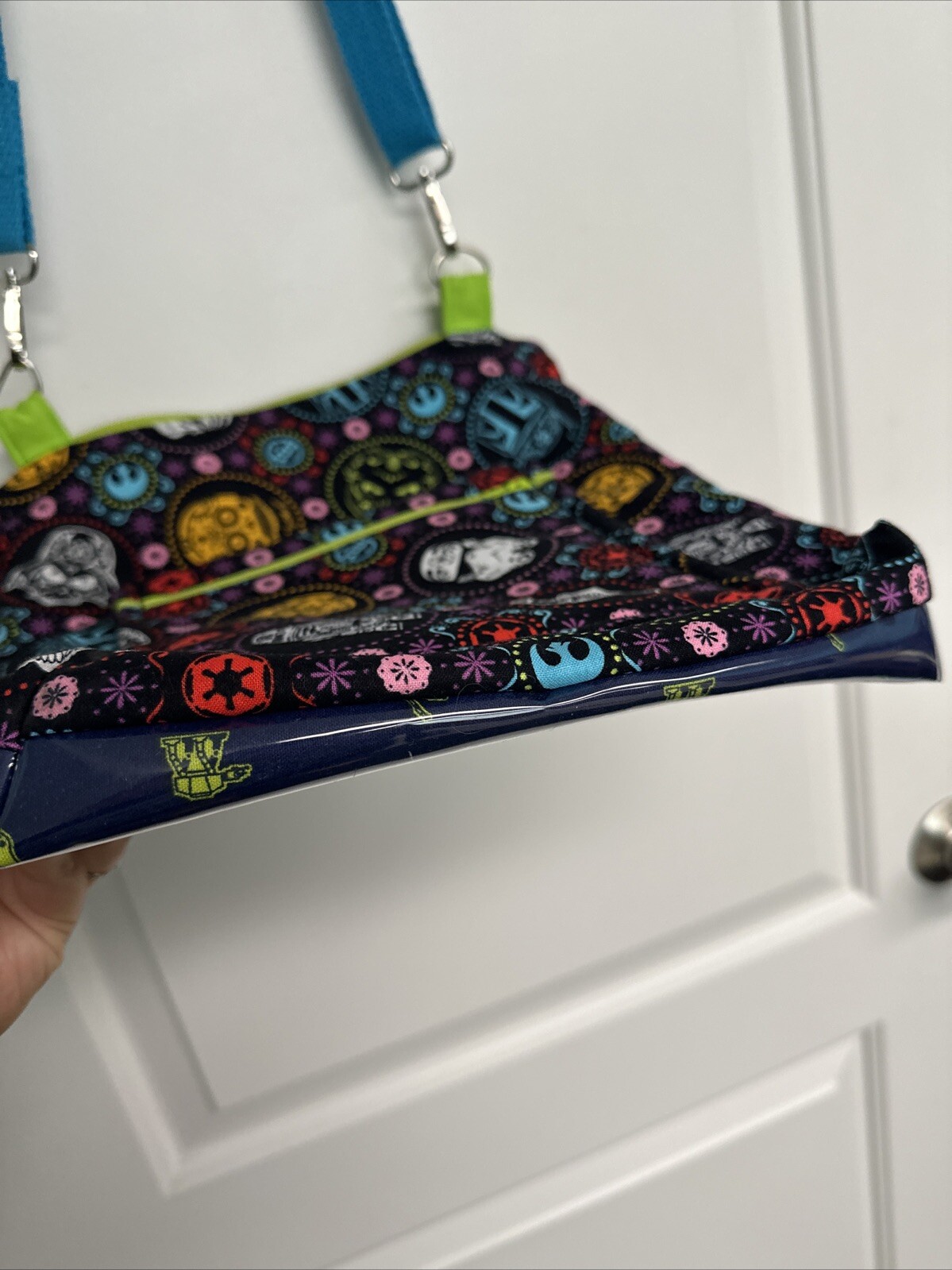 Handmade Colorful Fabric Star Wars Crossbody Purse Tote Bag R2D2 C3PO Vader Porg