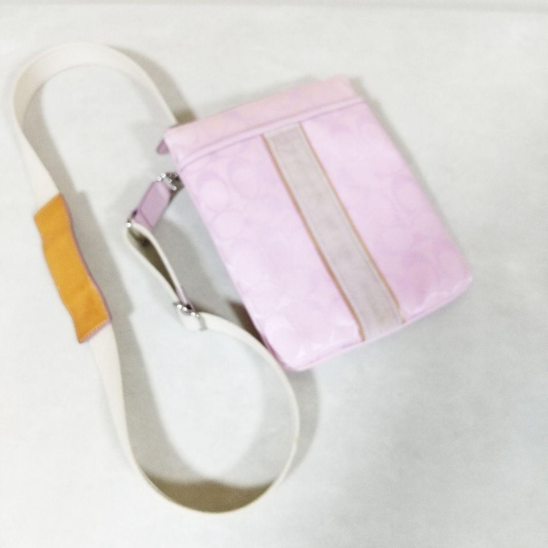 COACH Heritage Stripe Signature Swing Bag Pouch Pink