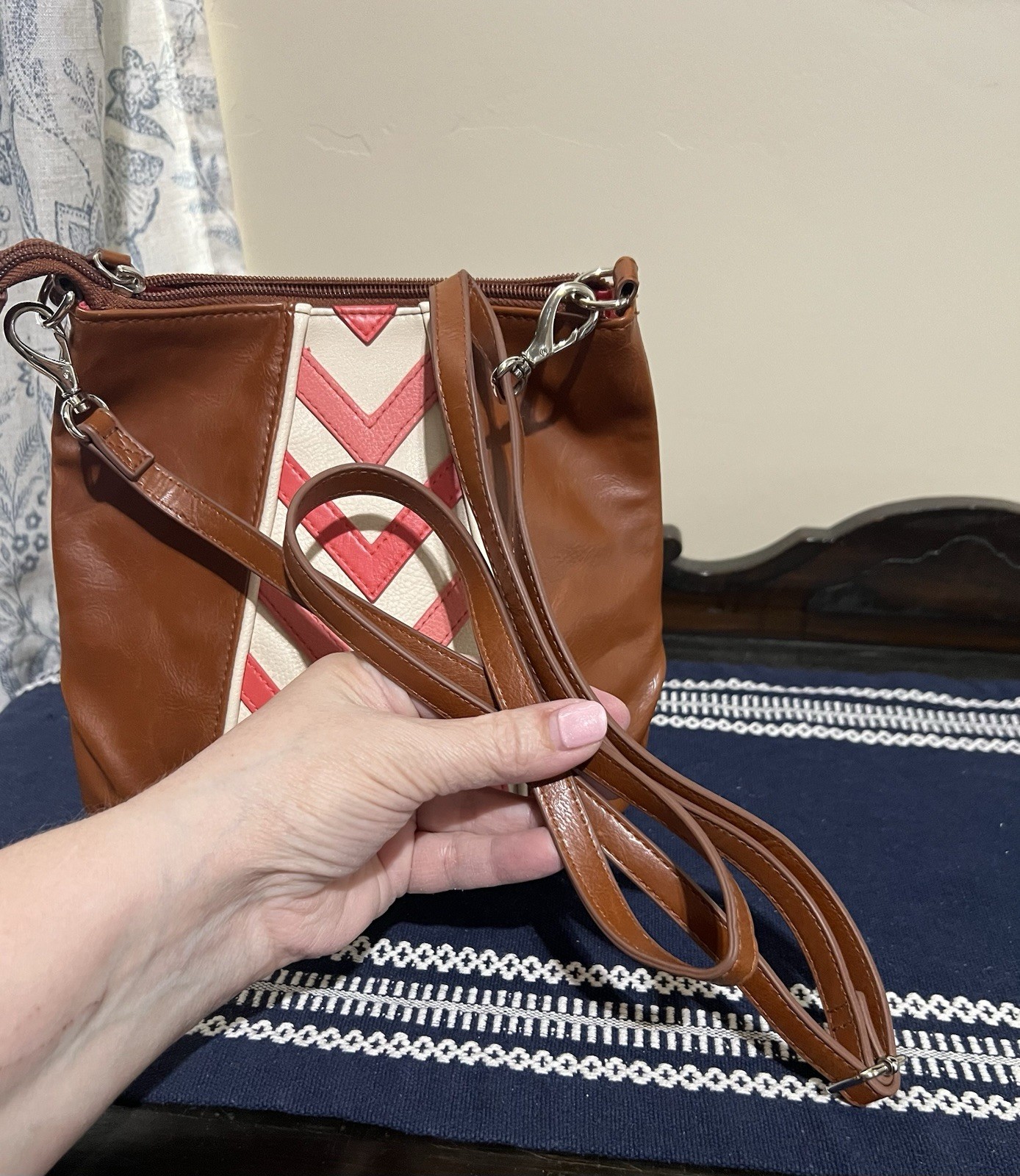 Miche Dee Hip Crossover Bag Shoulder Strap Chevron Burnt Sienna/Coral