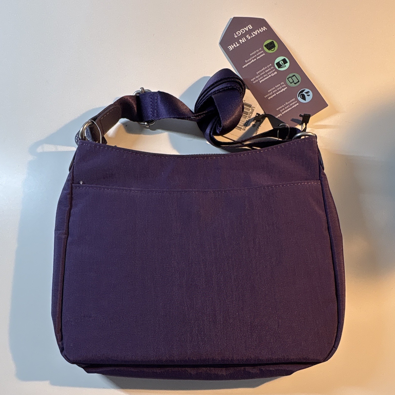baggallini Purple Small Crossbody Bag Wristlet Zip RFID Water Resistant
