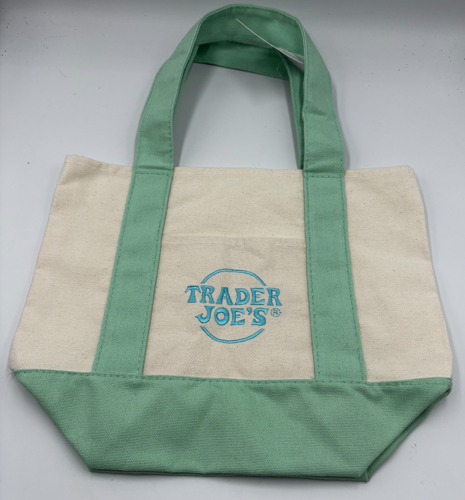 Trader Joe’s Easter Mini Canvas Tote Bag Pastel Green New With Tags Limited 2026
