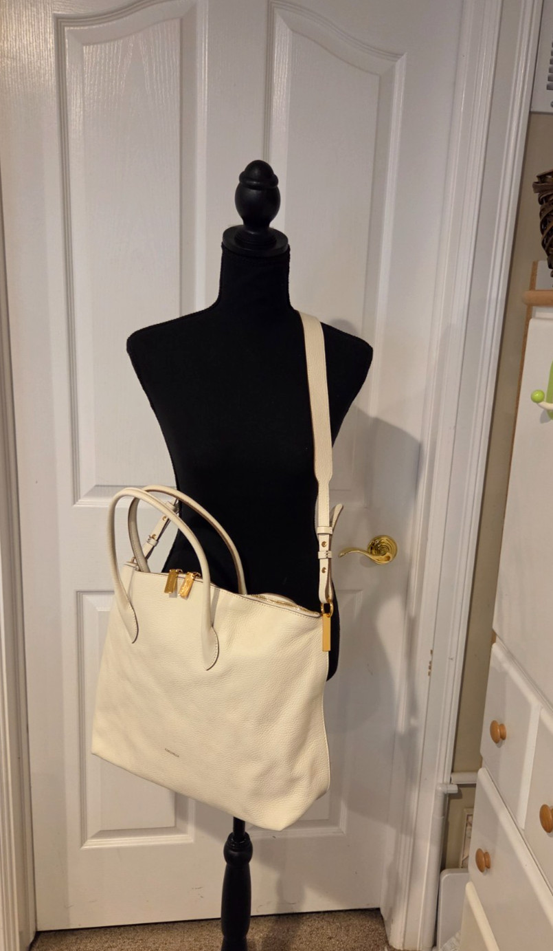 Coccinelle Estelle Handbag Coconut Milk Satchel Top Handle Bag / Crossbody