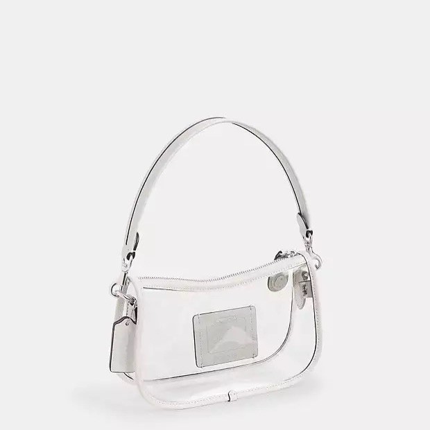NWT Coach Stadium Swinger Bag Clear Coach with Dust Bag CBH13 Silver/Chalk