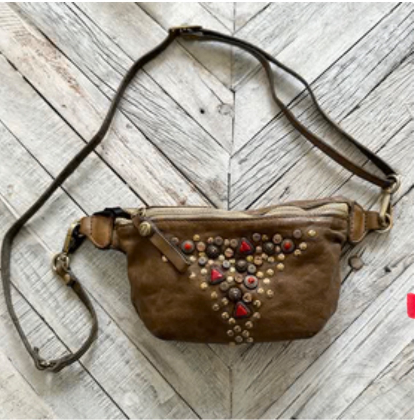 Campomaggi Bejeweled Marsupio Mini Belt Sling Crossbody Taupe Grey