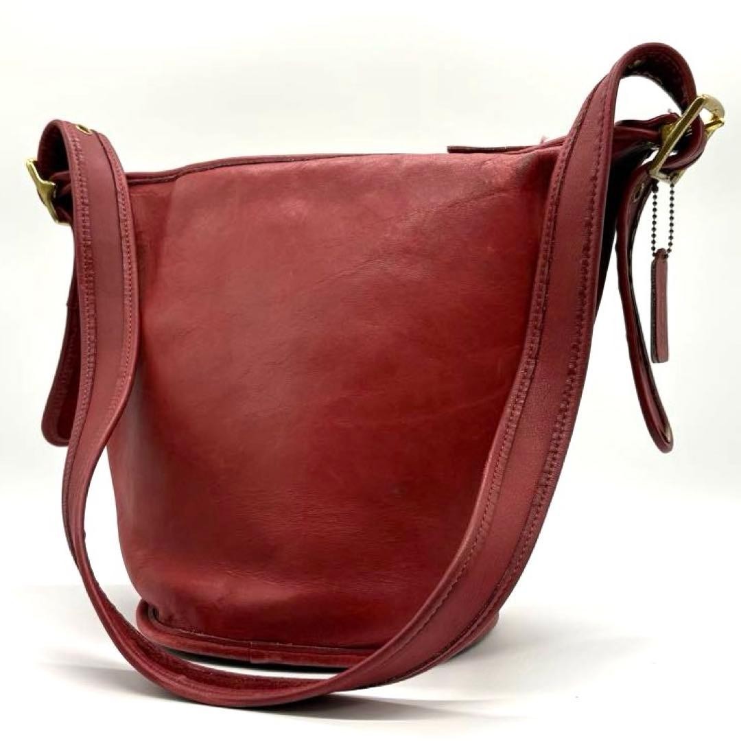 COACH 9953 Bucket-Style Shoulder Bag Red Vintage Leather 10.63×7.48×7.09 in
