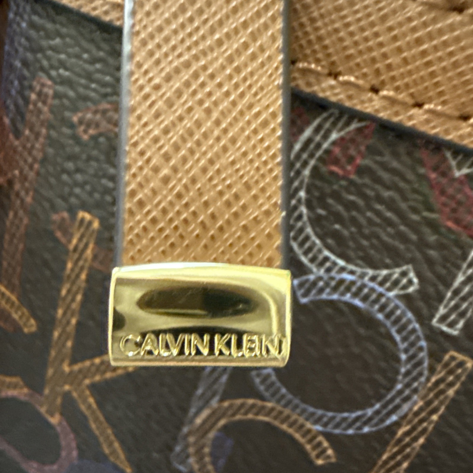Calvin Klein Wristlet Clutch Multicolor CK Monogram Black NWT