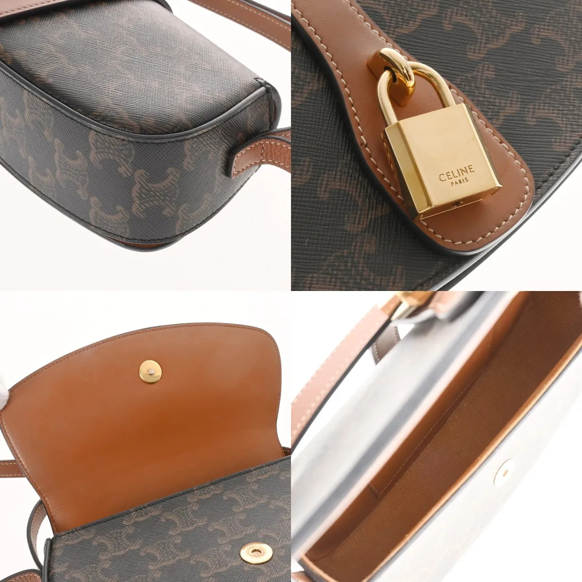 Celine 10I592DQ2.04LU Shoulder Bag Canvas / Calfskin Beige #WB2314