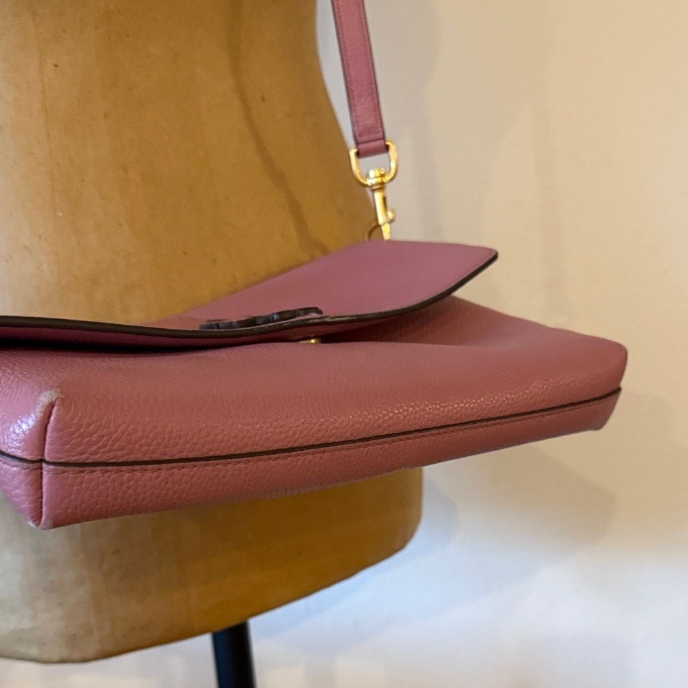 Tory Burch McGraw cross body Pink Leather bag with tassels 4 compartments
