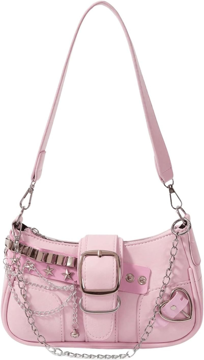 Verdusa Women’S Y2K Star Embroidery Shoulder Bag Mini Chain Hobo Handbag Purses