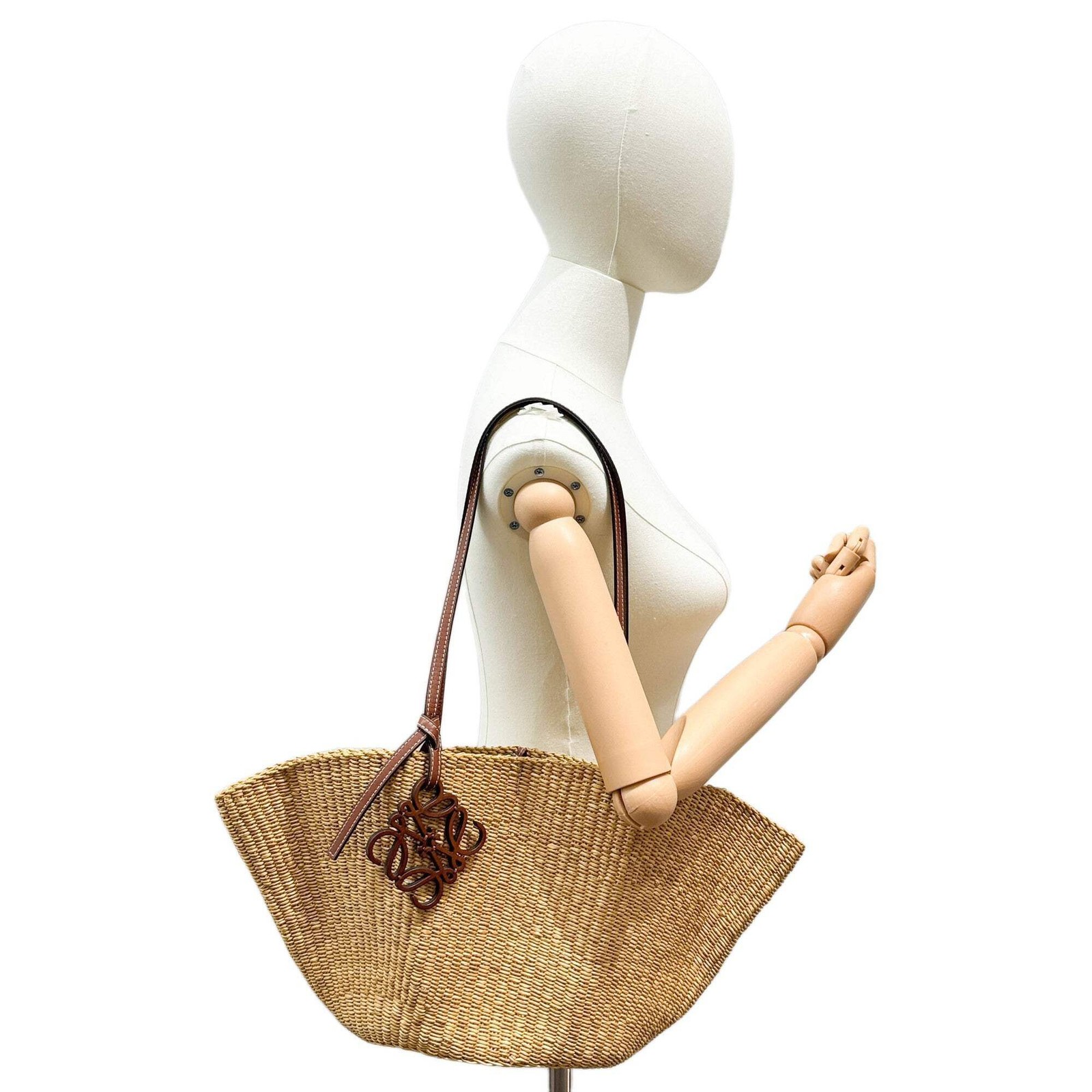 LOEWE Anagram Brown Raffia Shoulder Bag