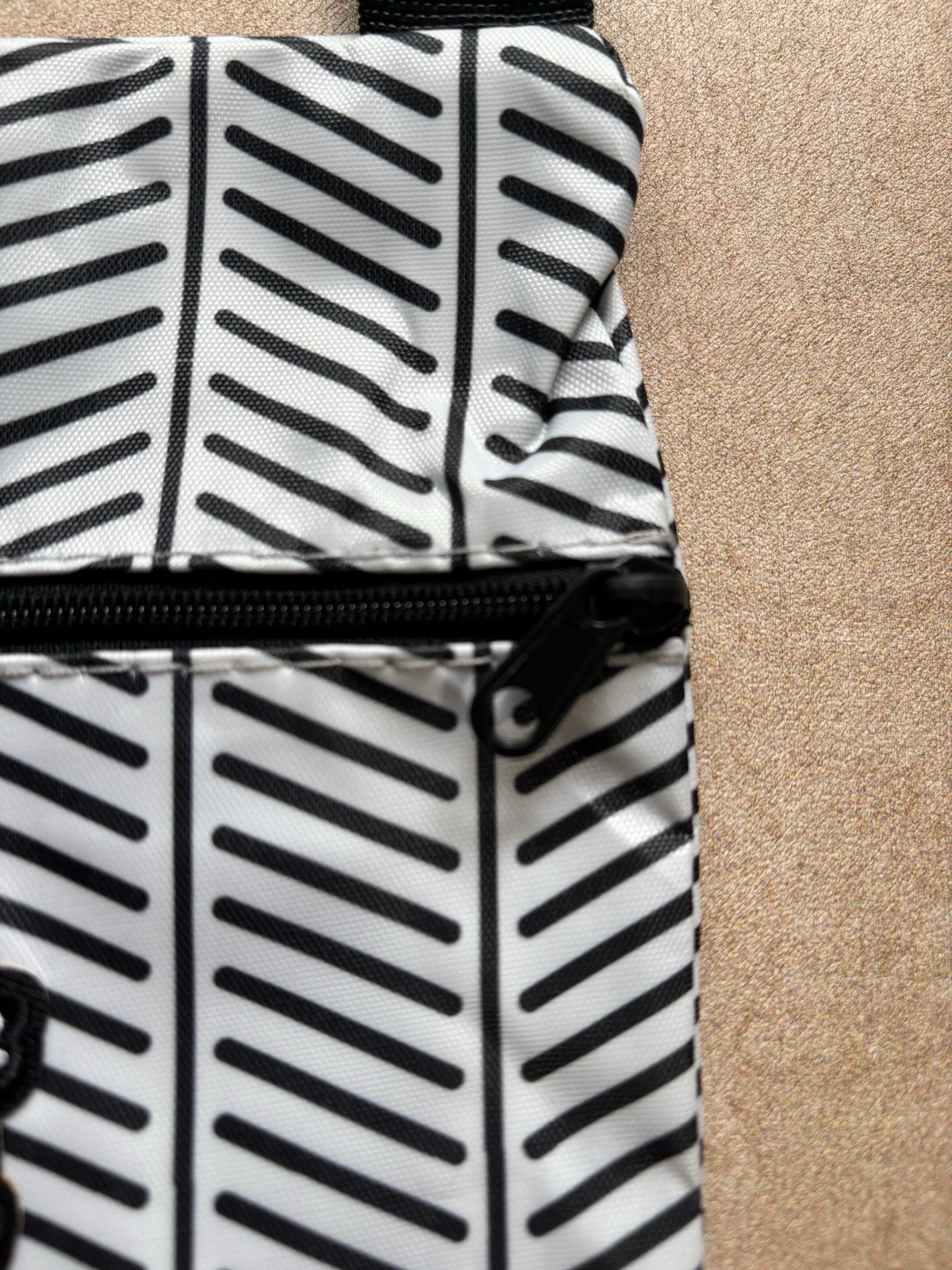 New Black/White Poly Crossbody Bag, 9.2 x 7.8 Inch God Made Everything Fast Ship