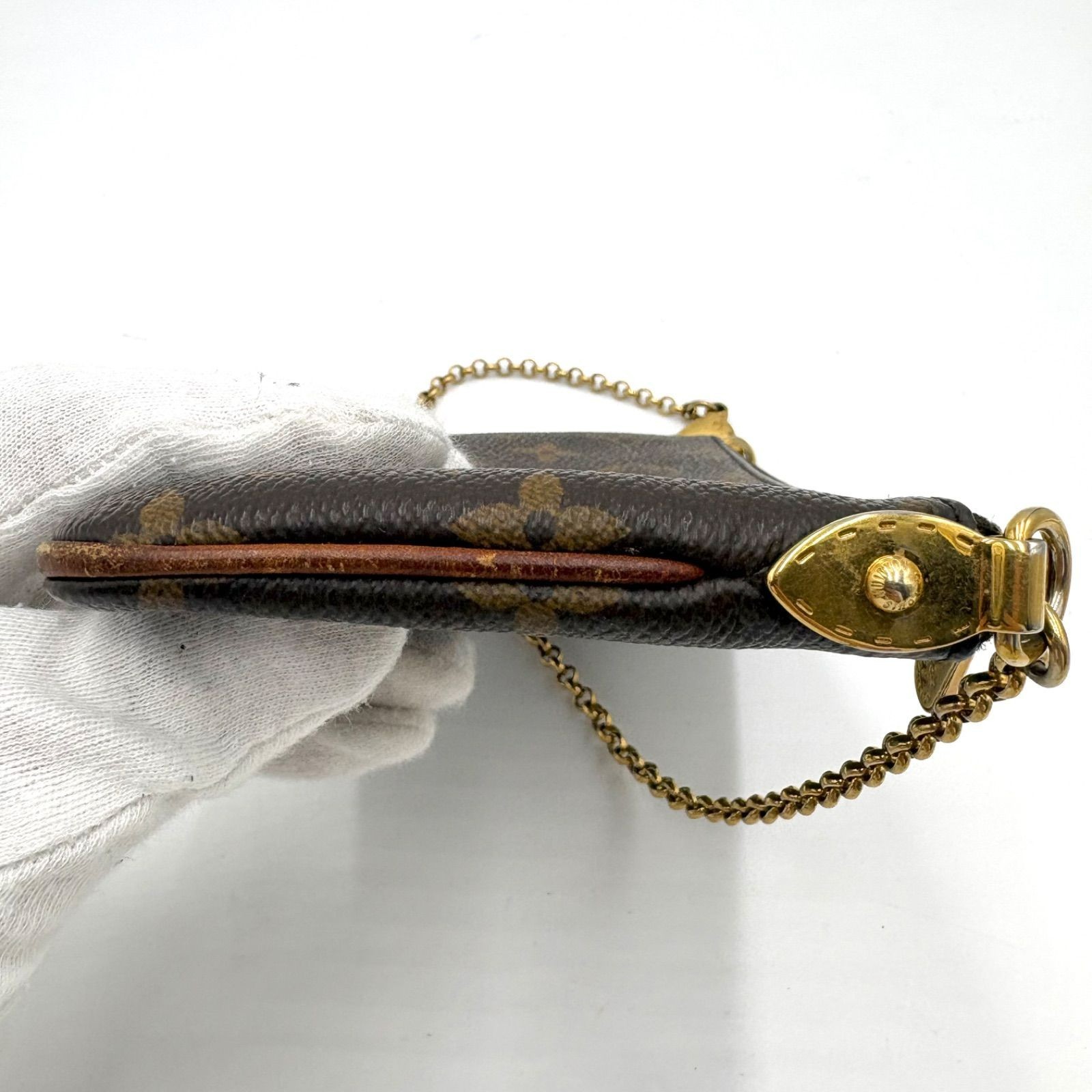 Auth Louis Vuitton Pochette Mira MM Accessory Pouch Chain Shoulder Bag M60094