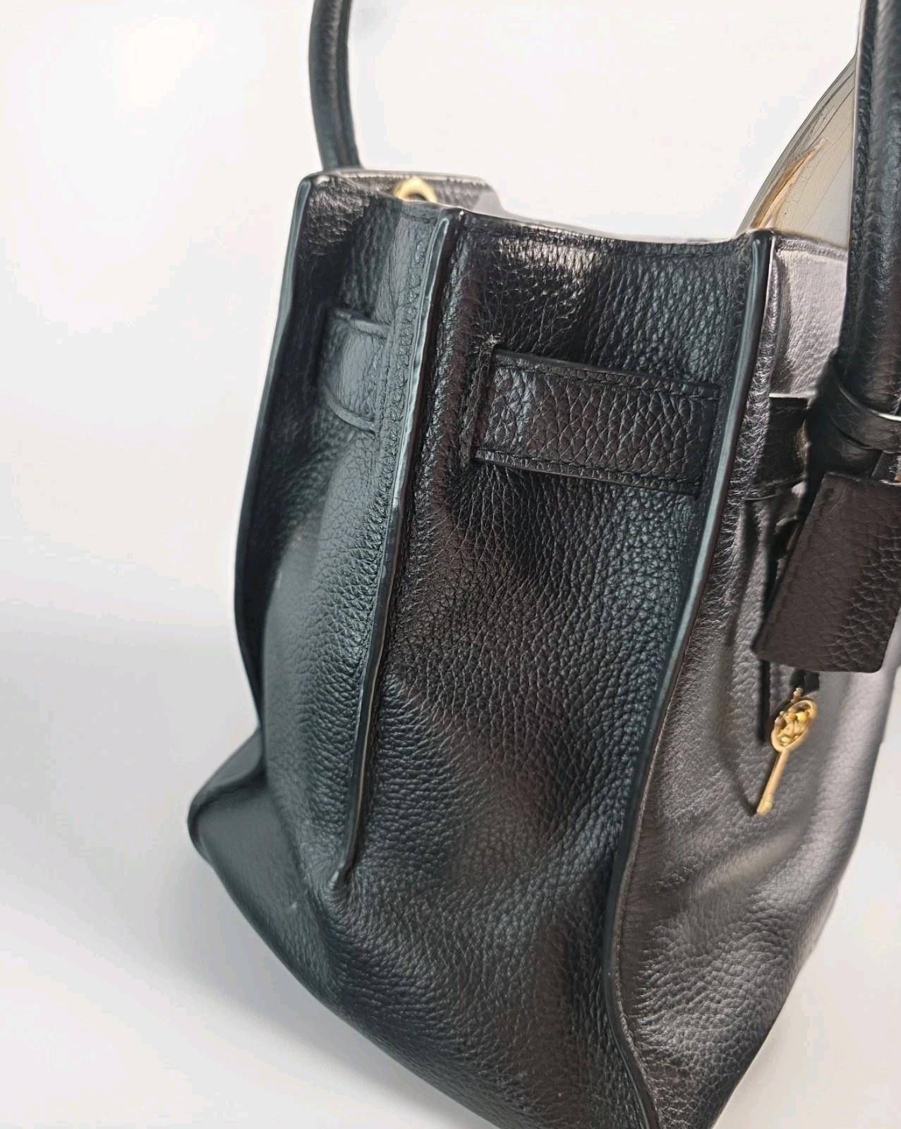 Michael Kors Black Leather Hamilton Traveler LG Satchel Tote Shoulder Bag