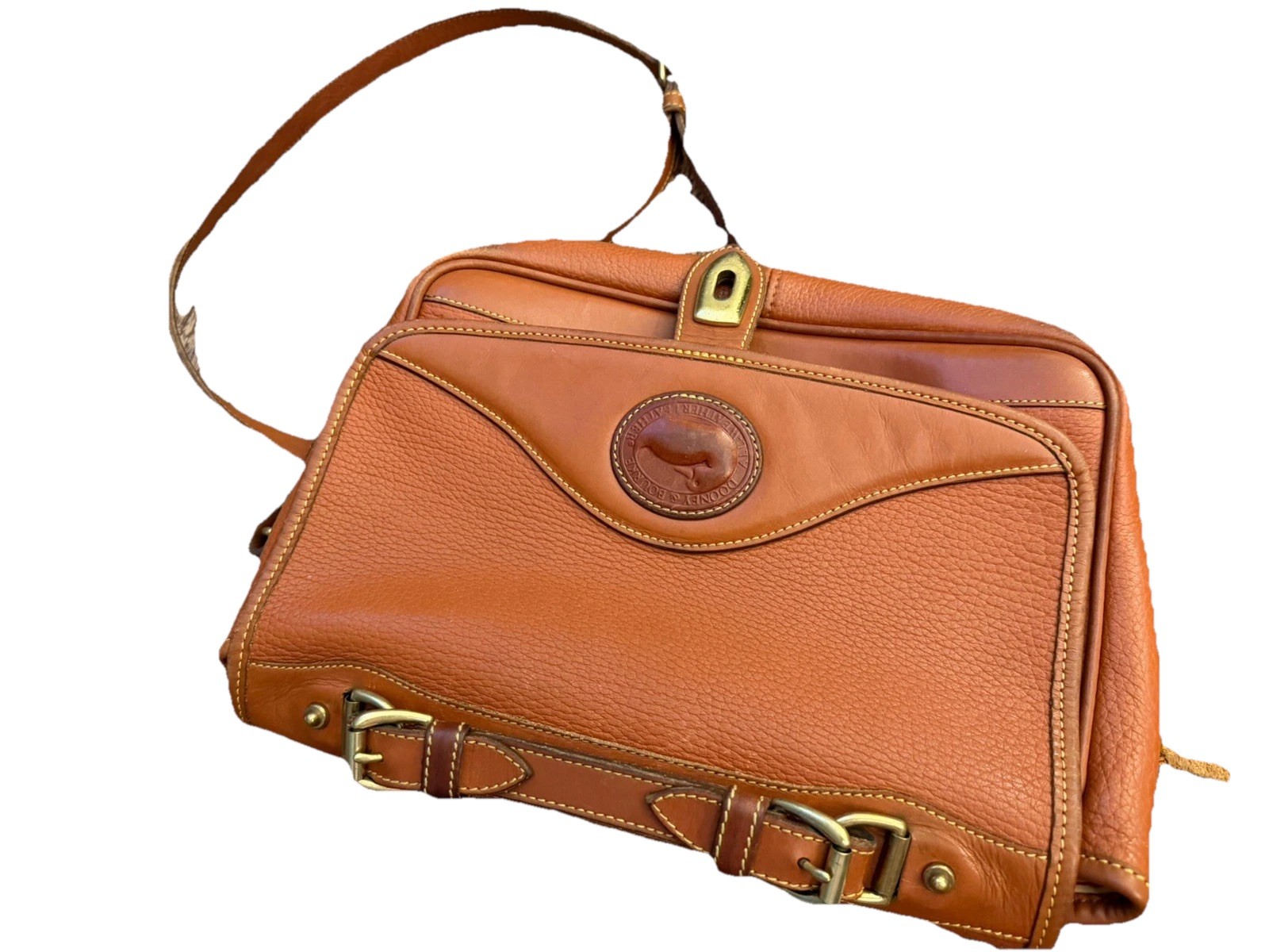 Dooney & Bourke Brown Pebbled Leather Cross Body Handbag Purse & Wallet
