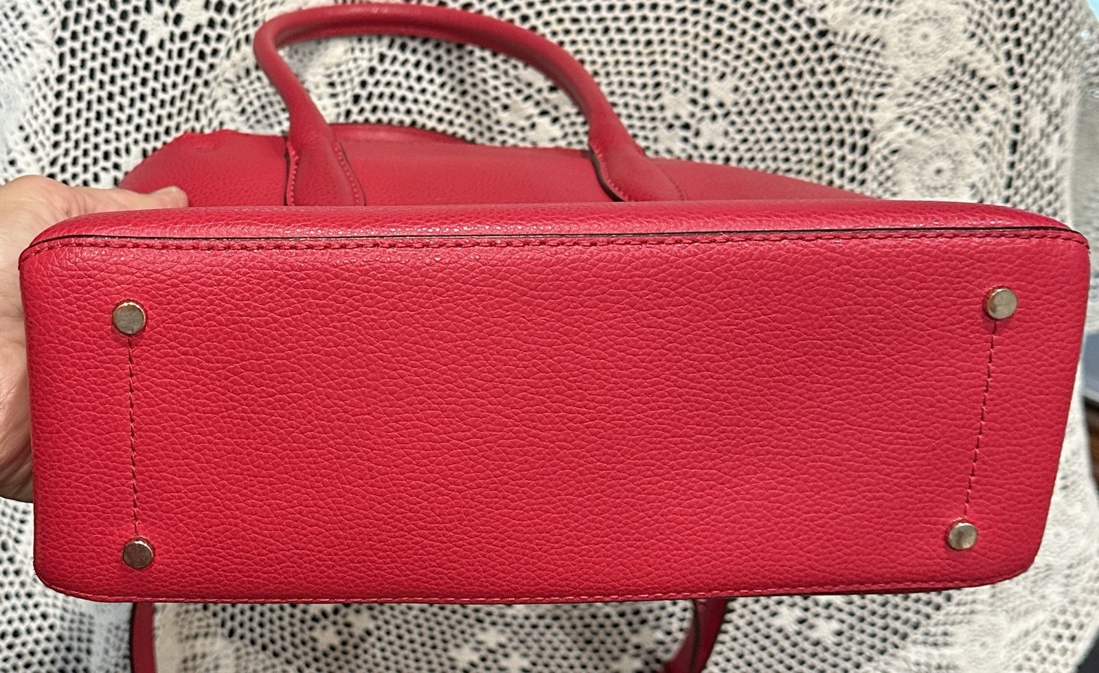 Kate Spade New York Eva Small Convertible Satchel Red Cake Pebble Leather A++ 49