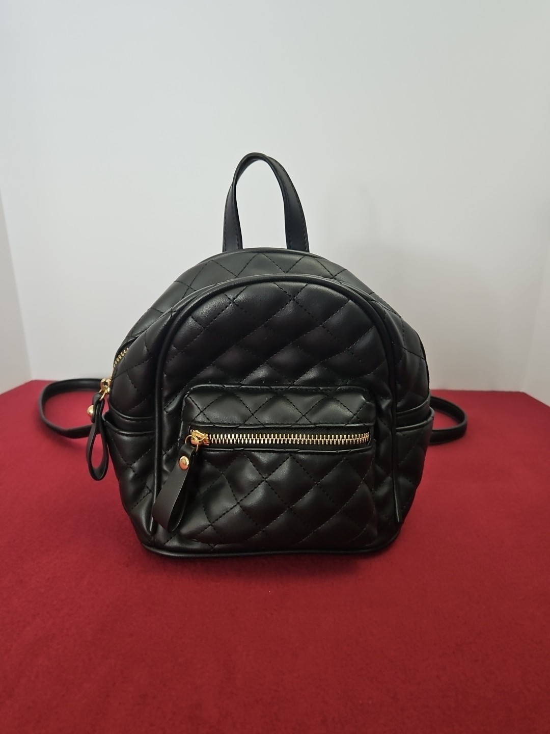 Becool Black Quilted Backpack 8x7x4
