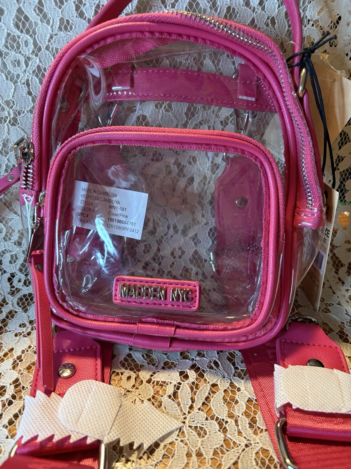 Madden NYC Clear Small Backpack NWT 7×7.5×3 Inches