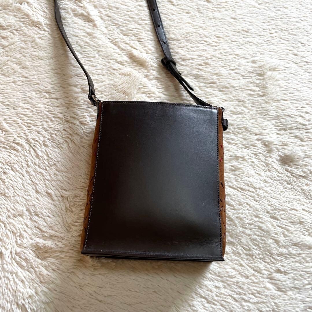 Burberry Brown Leather Square Stitch Shoulder Bag Womens 20cm x 16cm x 7cm