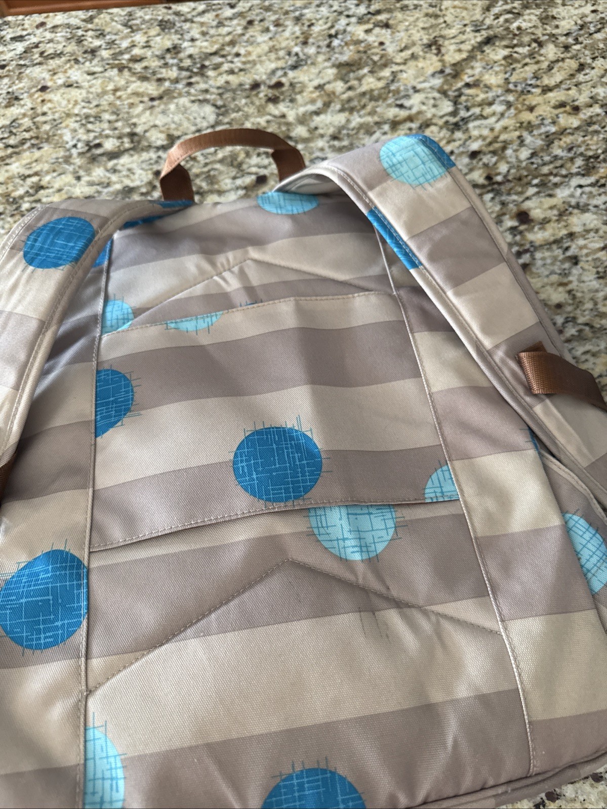 Vera Bradley Brown Bookbag with Blue Spots Pre-Owned Great Condition