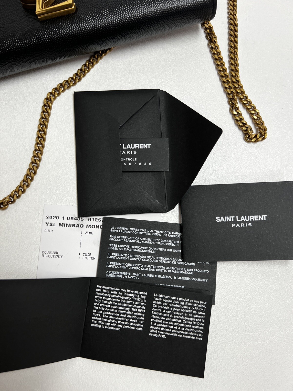 Saint Laurent Cassandra Chain Wallet Shoulder Bag in Black #398