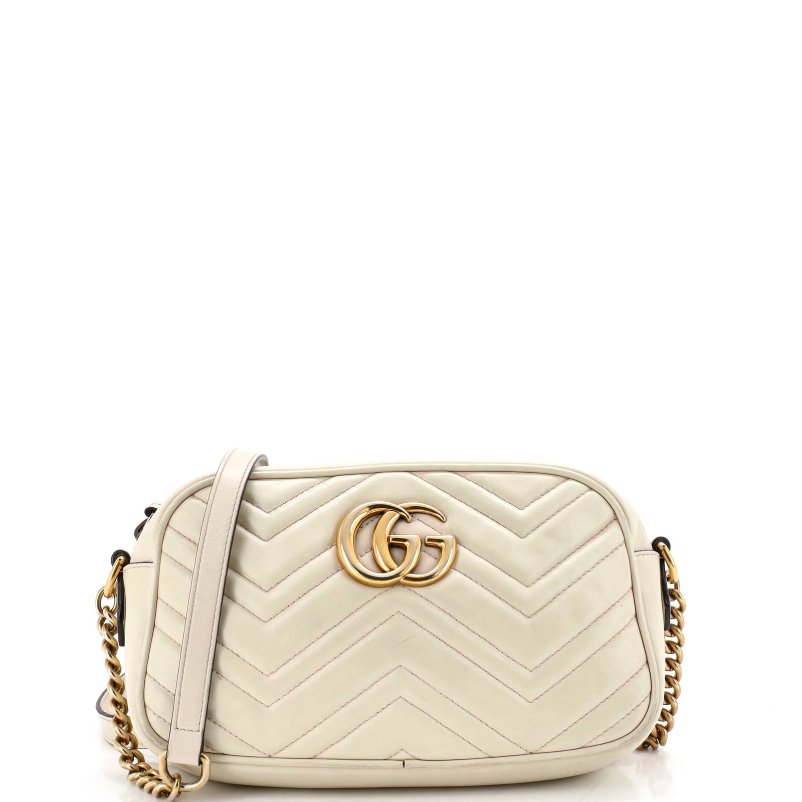 Gucci GG Marmont Shoulder Bag Chevron Iridescent Leather Small