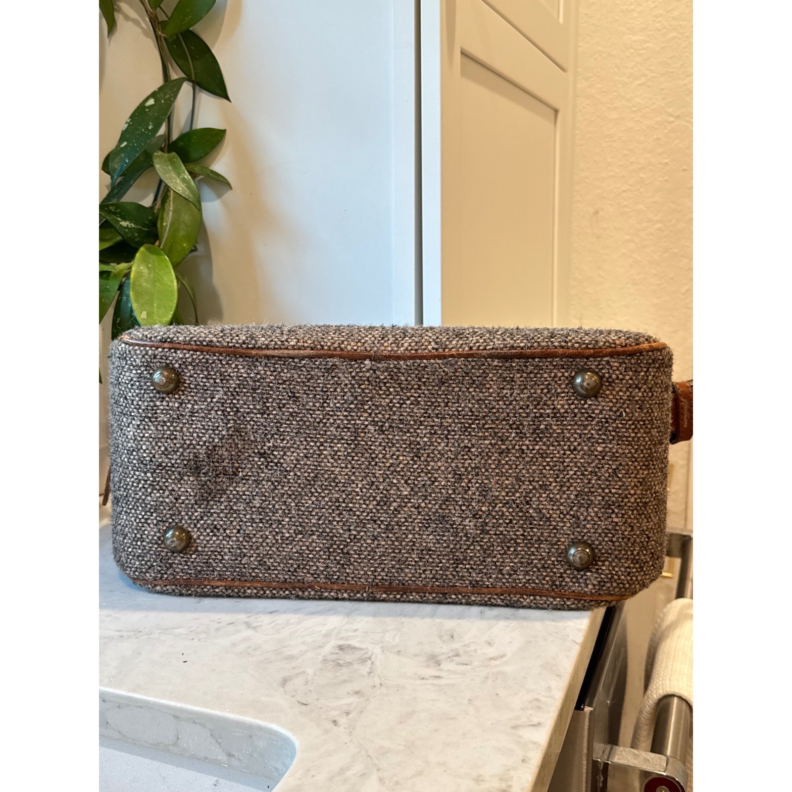 Hartmann Tweed Shoulder Bag Brown Leather Trim Vintage As Is Zipper Grandpacore