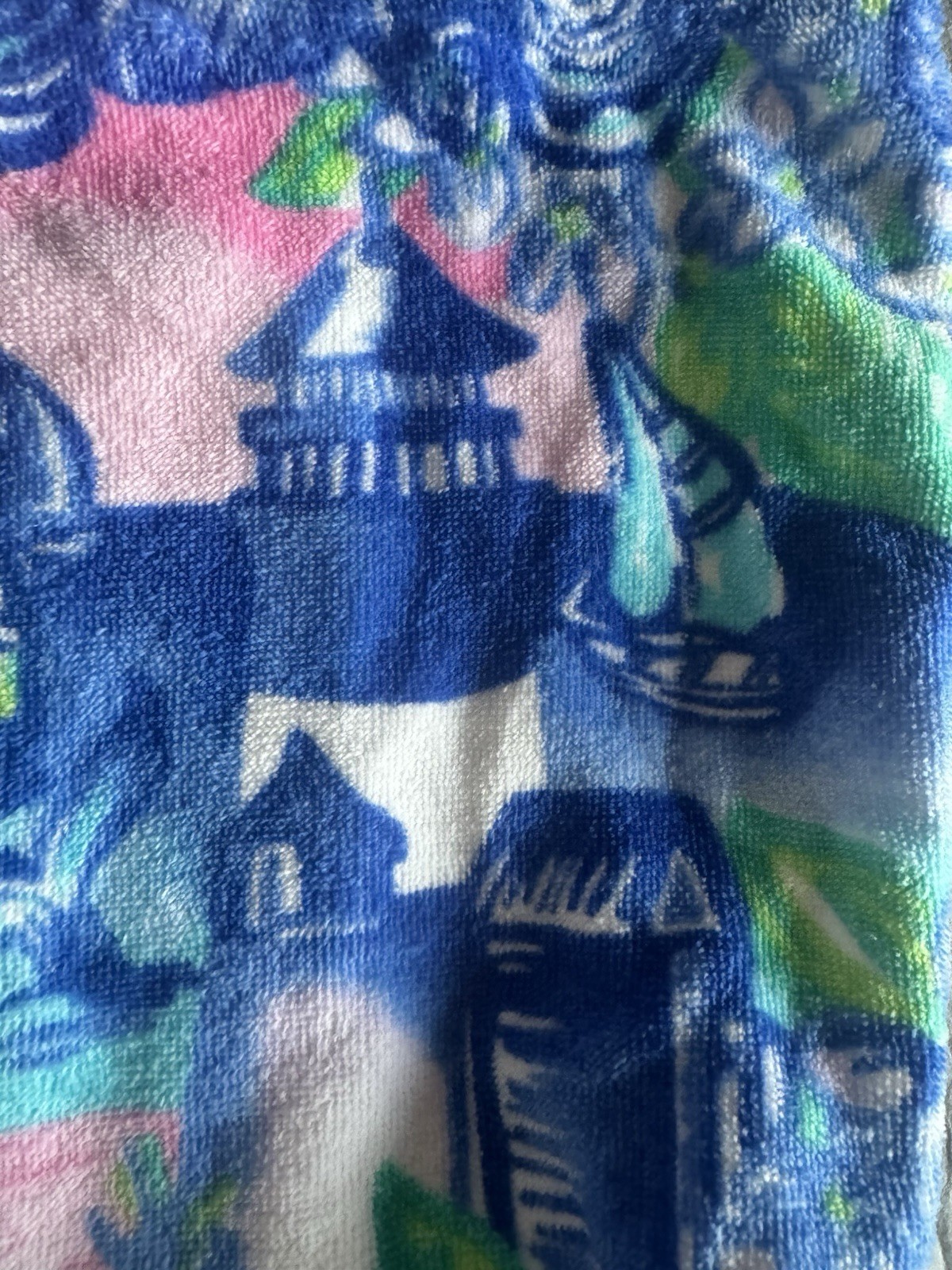 Lilly Pulitzer Destination Terry Cloth Beach Tote Nantucket EUC