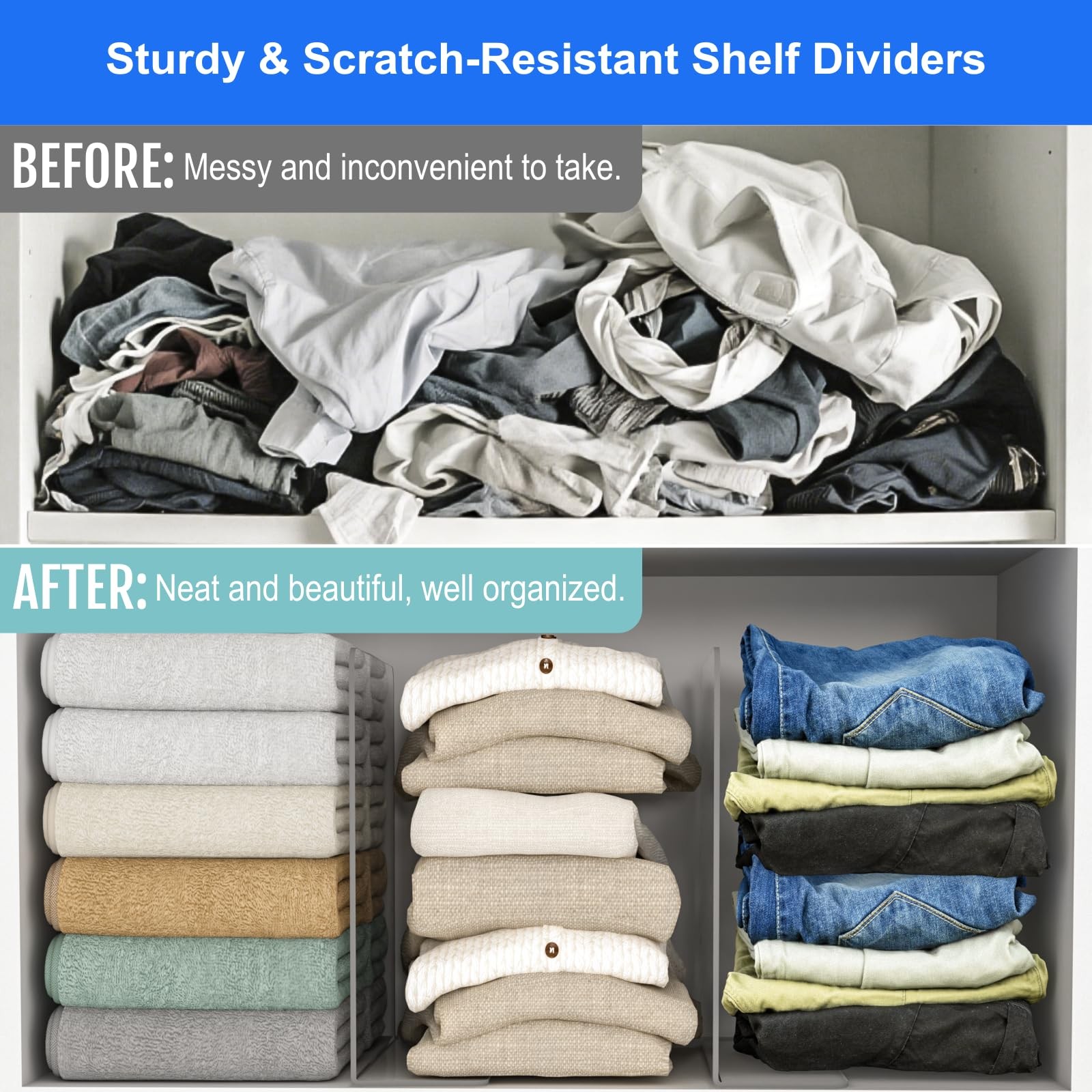 OKPOW Clear Acrylic Shelf Dividers 12×9″ Closet Organizer 8-Pack Adjustable