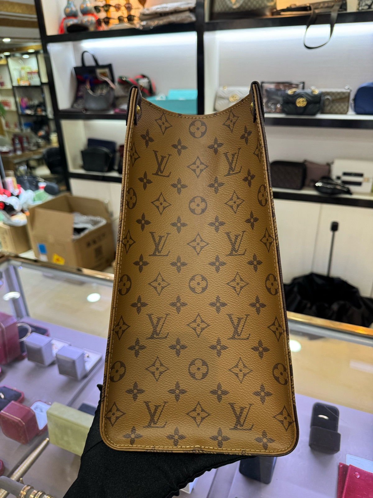 Authentic Louis Vuitton OnTheGo MM Monogram Canvas Tote Beige Gold-Tone eBay AG