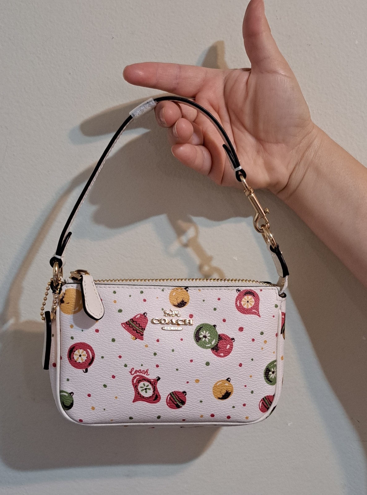 Coach C7404 Nolita 15 Wristlet Pouch With Ornament Print in Chalk Multi NWT