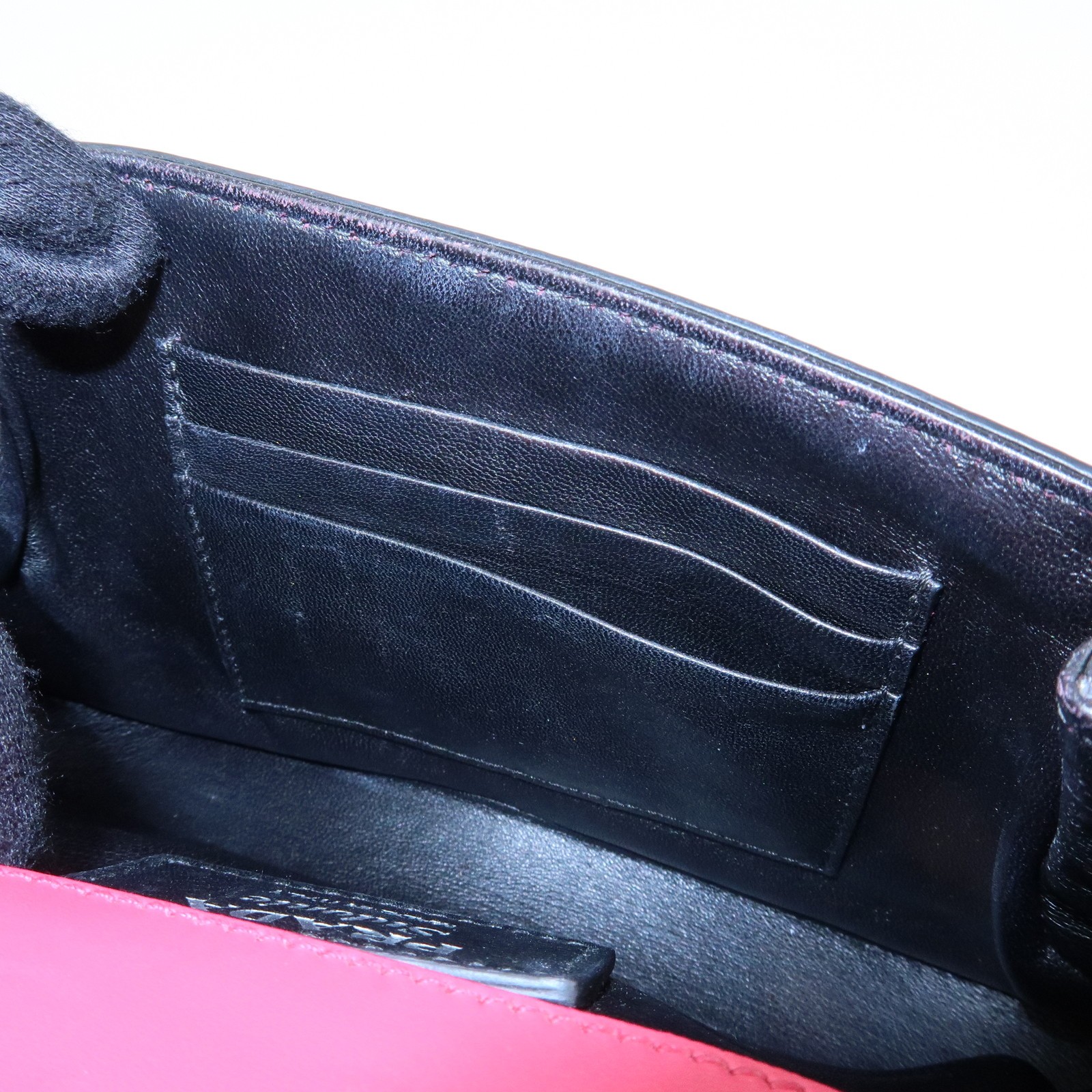 PRADA Sidonie Leather Chain Mini Shoulder Crossbody Bag Pink Black Auth Used F/S