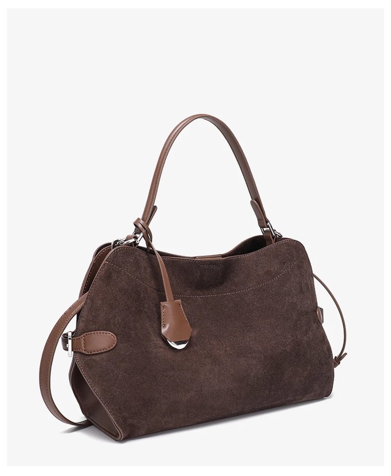 New Winter 2026 Women’s Natural Suede Leather Handbag – Soft Cowhide Crossbody