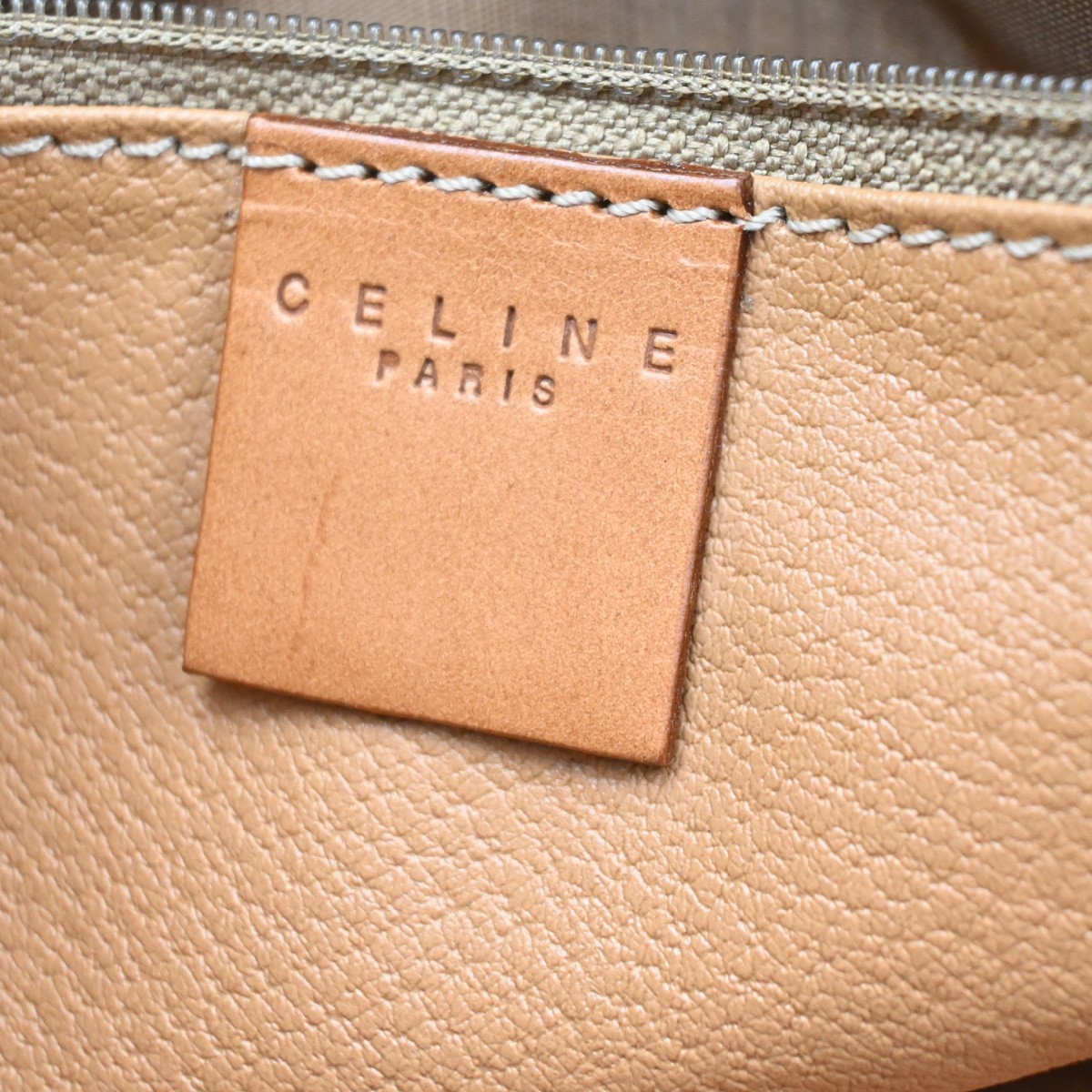 CELINE Logo Macadam Pattern Boston Hand Bag PVC Leather Brown GHW 30CA937
